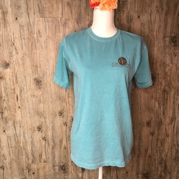 Southern couture teal blue shirt sleeve shirt - Picture 3 of 8